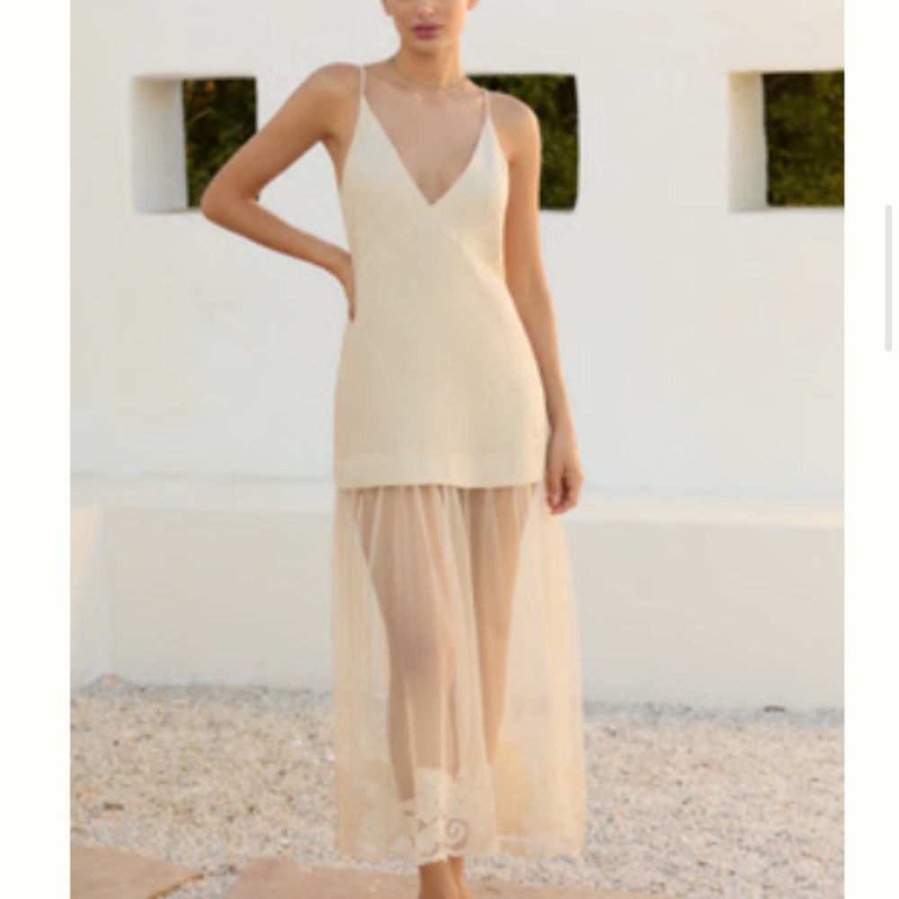 Anthropologie Cream Maxi Dress
